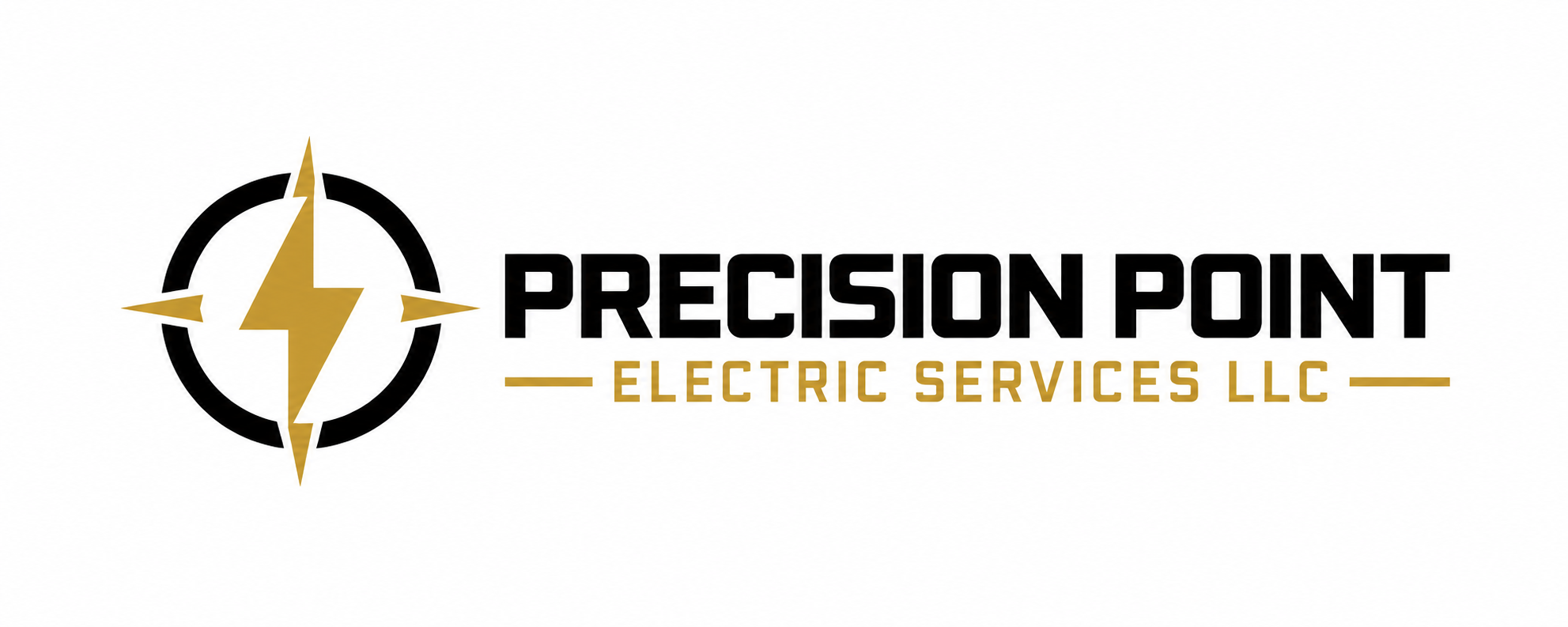 Black and gold Precision Point Electric Services LLC logo